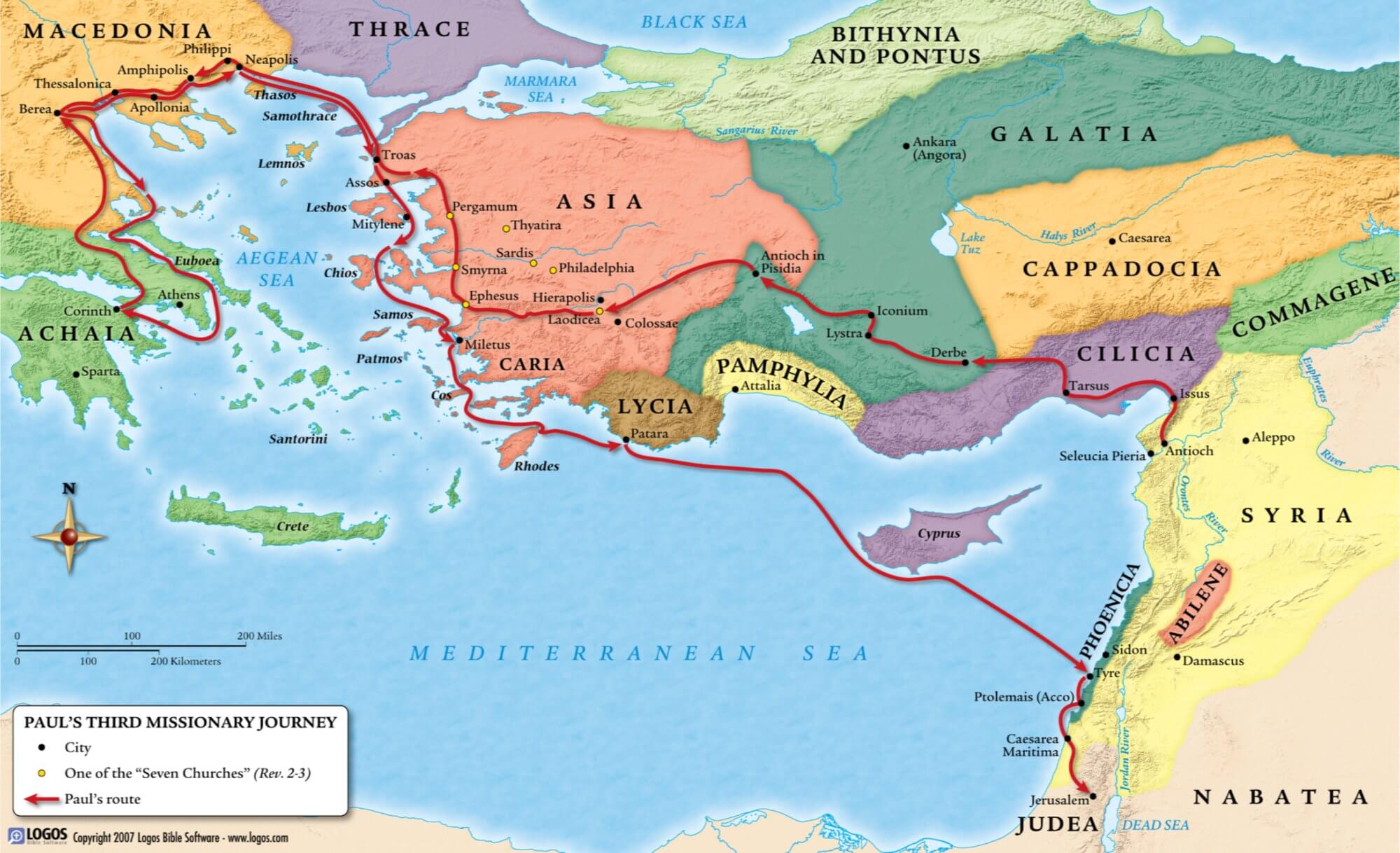 st paul's third missionary journey map